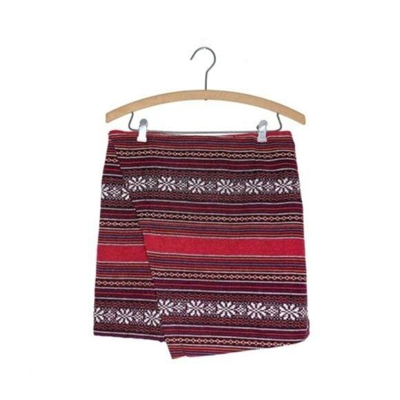 Vintage 90s Faux Wrap Textured Stripe Serape Mini Skirt size Large - Picture 3 of 9